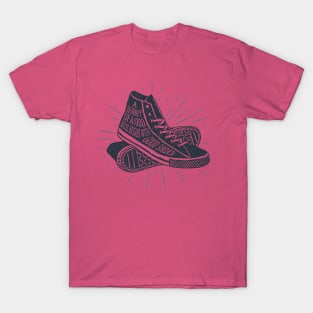 A Journey with a 1000 Miles Begins with Good Shoes, Black Design T-Shirt